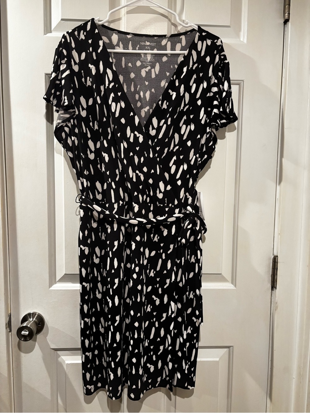 Nine West Black and White Printed Midi Dress, XXL, NWT